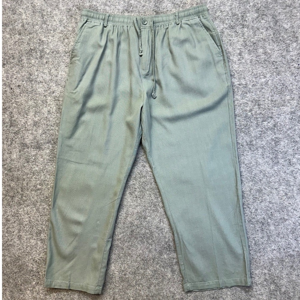 Coofandy Linen Blend Pants Women Size XXXL Sage Green Elastic Drawstring